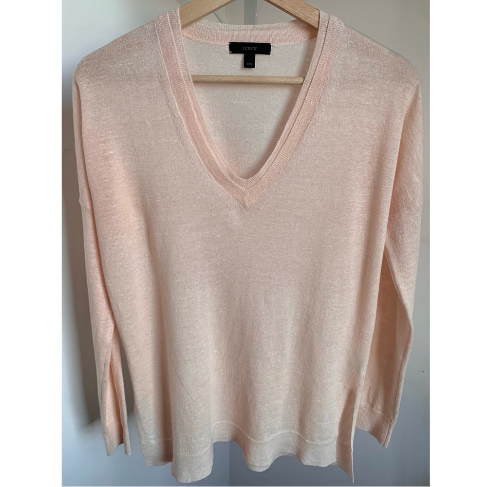 J. Crew • XXS • Merino Wool Linen Blend V-Neck Long Sleeve Lightweight Sweater